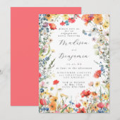 Colorful Floral Engagement Party 招待状 (正面/裏面)