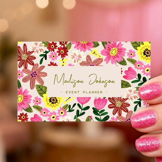 Colorful Floral Event Planner Business Card Design 名刺