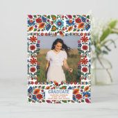 Colorful Floral Fiesta Embroidery Photo Graduation 案内状 (スタンド正面)