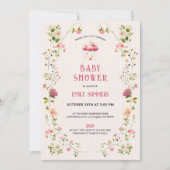 Colorful Floral Frame Baby Shower Invitation セーブザデート (正面)