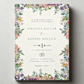 Colorful Floral Frame Wedding 招待状