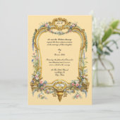 Colorful Floral Fruit Baroque Rococo Frame Wedding 招待状 (スタンド正面)