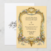 Colorful Floral Fruit Baroque Rococo Frame Wedding 招待状 (正面/裏面)