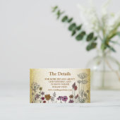 Colorful Floral Garden Gold Glitter Wedding Detail エンクロージャーカード (スタンド正面)