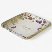 Colorful Floral Garden Gold Glitter Wedding Party  ペーパープレート (傾斜あり)