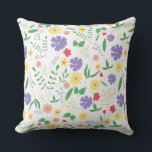 Colorful Floral Garden Pattern クッション<br><div class="desc">Bright colorful floral throw pillow featuring a cheerful garden pattern filled with playful flowers and leaves. This decorative pillow adds a fresh spring and summer vibe to any living room, bedroom, couch, or cozy space. Perfect for nature lovers, botanical decor fans, and anyone who enjoys colorful floral patterns in their...</div>