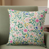 Colorful Floral Garden Throw Pillow クッション