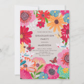 Colorful Floral Graduation Party Invitation 招待状 (正面)