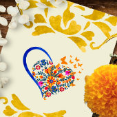 Colorful Floral Heart Baroque Mexican Wedding セーブザデート