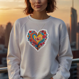 Colorful Floral Heart Love  | Romantic Design スウェットシャツ