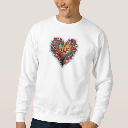 Colorful Floral Heart Love  | Romantic Design スウェットシャツ (正面)