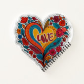 Colorful Floral Heart Love | Romantic Design ノートブック (裏面)