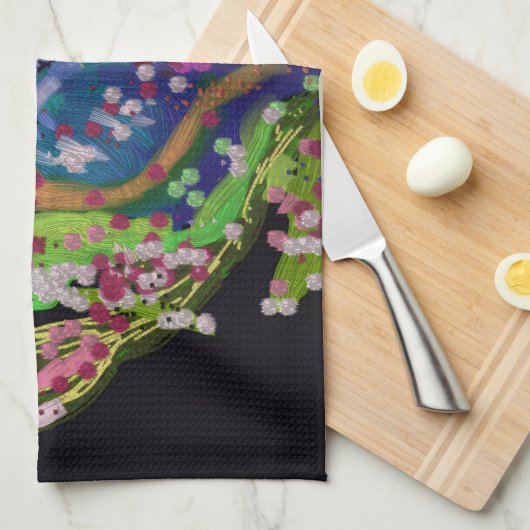 Colorful Floral Kitchen Towel キッチンタオル (四つ折り)