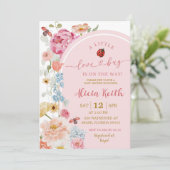 Colorful Floral Lovebug Baby Shower Invitation 招待状 (スタンド正面)