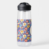 Colorful Floral Monogram – Bright Sporty Gift ウォーターボトル (正面)