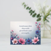 Colorful Floral Motivation Gratitude and Strength ポストカード (スタンド正面)