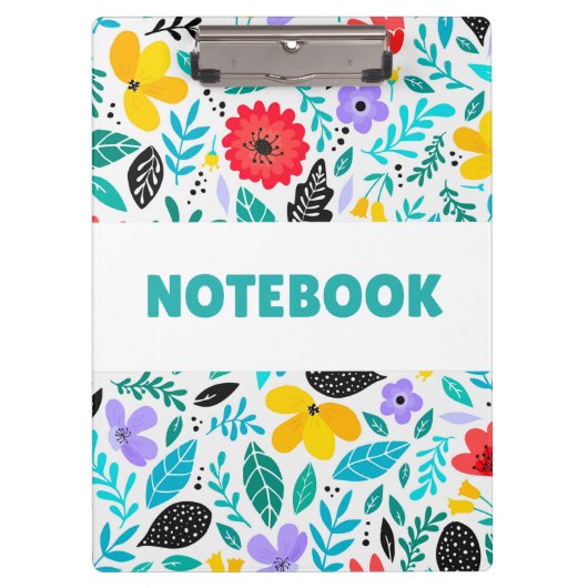 Colorful Floral Notebook – Minimalist Flower クリップボード (正面)