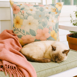 Colorful Floral on Light Gray  アウトドアクッション