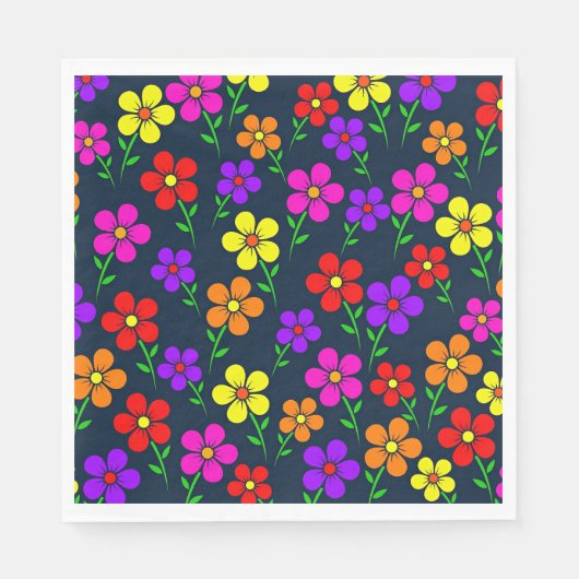 Colorful Floral Pattern スタンダードランチョンナプキン (正面)