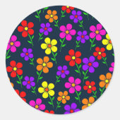 Colorful Floral Pattern ラウンドシール (正面)
