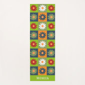 Colorful Floral pattern Custom Name ヨガマット (正面)