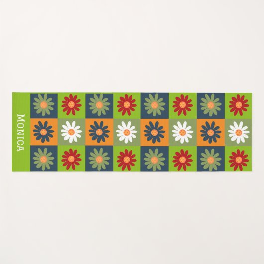  Colorful Floral pattern Custom Name ヨガマット (正面(横))