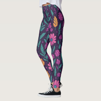 Colorful Floral Pattern Leggings – Vibrant Botanic レギンス