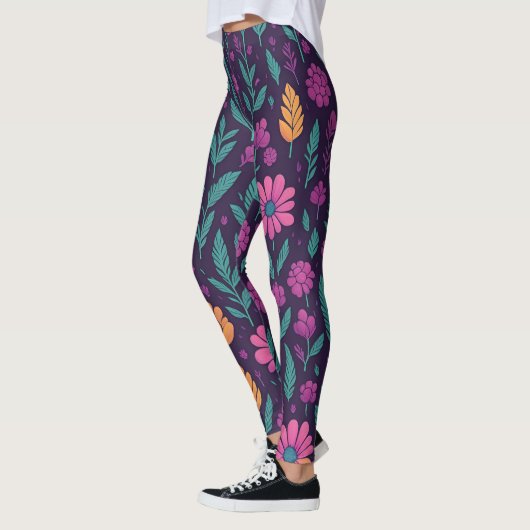 Colorful Floral Pattern Leggings – Vibrant Botanic レギンス (左)