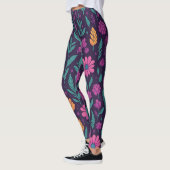Colorful Floral Pattern Leggings – Vibrant Botanic レギンス (左)