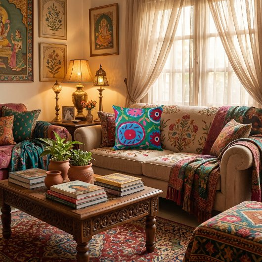   Colorful Floral  pattern nature vibrant flowers クッション