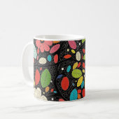 🌼 Colorful Floral Pattern on Black - Bold & Vibra コーヒーマグカップ (正面左)