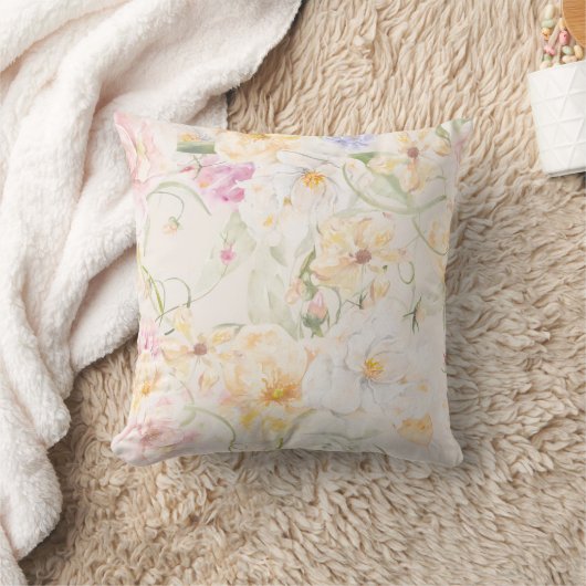 Colorful Floral Pattern Pillow クッション (ブランケット)