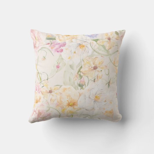 Colorful Floral Pattern Pillow クッション (裏面)