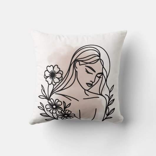 Colorful Floral Pattern Pillow クッション (裏面)