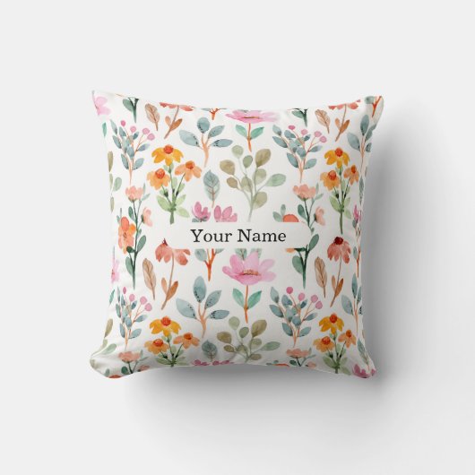 Colorful Floral Pattern Pillow クッション (正面)