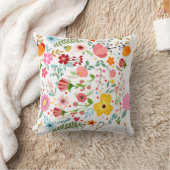 Colorful Floral Pattern Pillow クッション (ブランケット)
