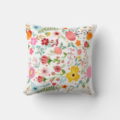 Colorful Floral Pattern Pillow クッション (正面)