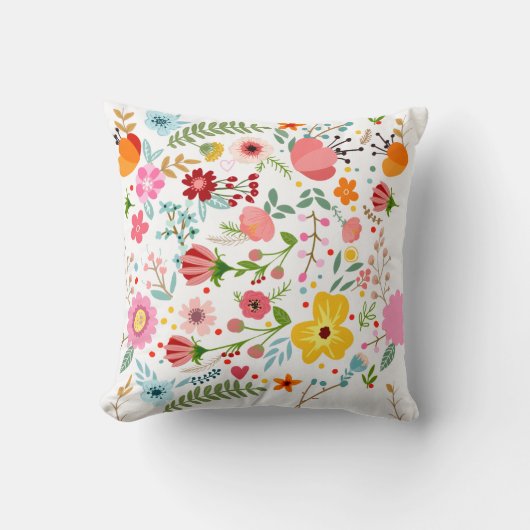 Colorful Floral Pattern Pillow クッション (正面)