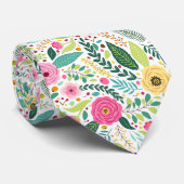 Colorful floral pattern with pink, yellow ネクタイ (ロール)