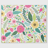 Colorful floral pattern with pink, yellow ラッピングペーパー (フラット)
