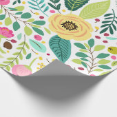 Colorful floral pattern with pink, yellow ラッピングペーパー (角)