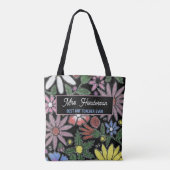 Colorful Floral Personal Quote Teachers Name トートバッグ (裏面)