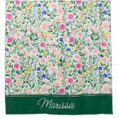 Colorful Floral Personalized シャワーカーテン (正面)