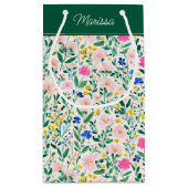 Colorful Floral Personalized  スモールペーパーバッグ (裏面)