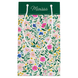 Colorful Floral Personalized  スモールペーパーバッグ