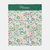 Colorful Floral Personalized Fleece Blanket フリースブランケット (正面)