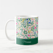 Colorful Floral Personalized Mug コーヒーマグカップ (左)