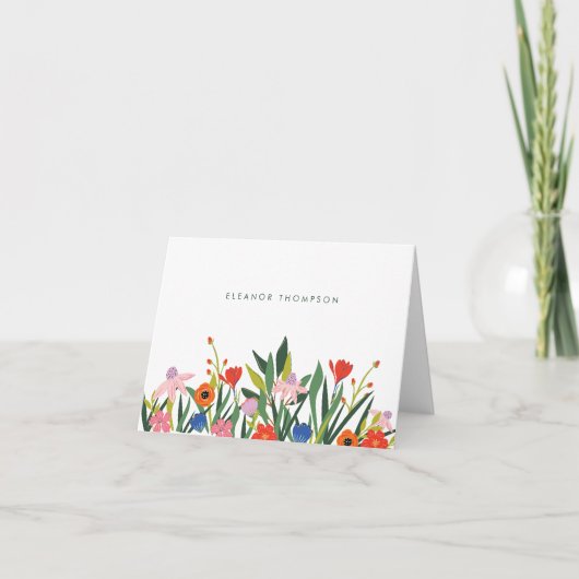 Colorful Floral Personalized Stationery Folded ノートカード (正面)