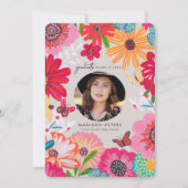 Colorful Floral Photo Graduation Announcements 招待状 (正面)