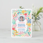 Colorful Floral Photo Preschool Graduation 招待状 (スタンド正面)